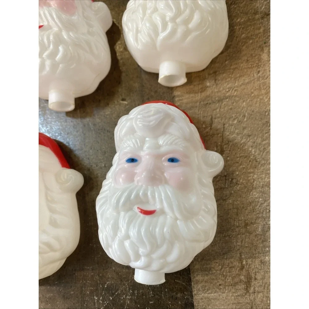 8 Blow‎ Mold Acrylic Santa Claus Face Head Light Covers 3 1/2